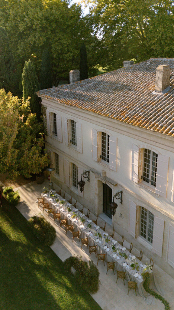 Drone wedding photography at Mas de Chabran in Provence