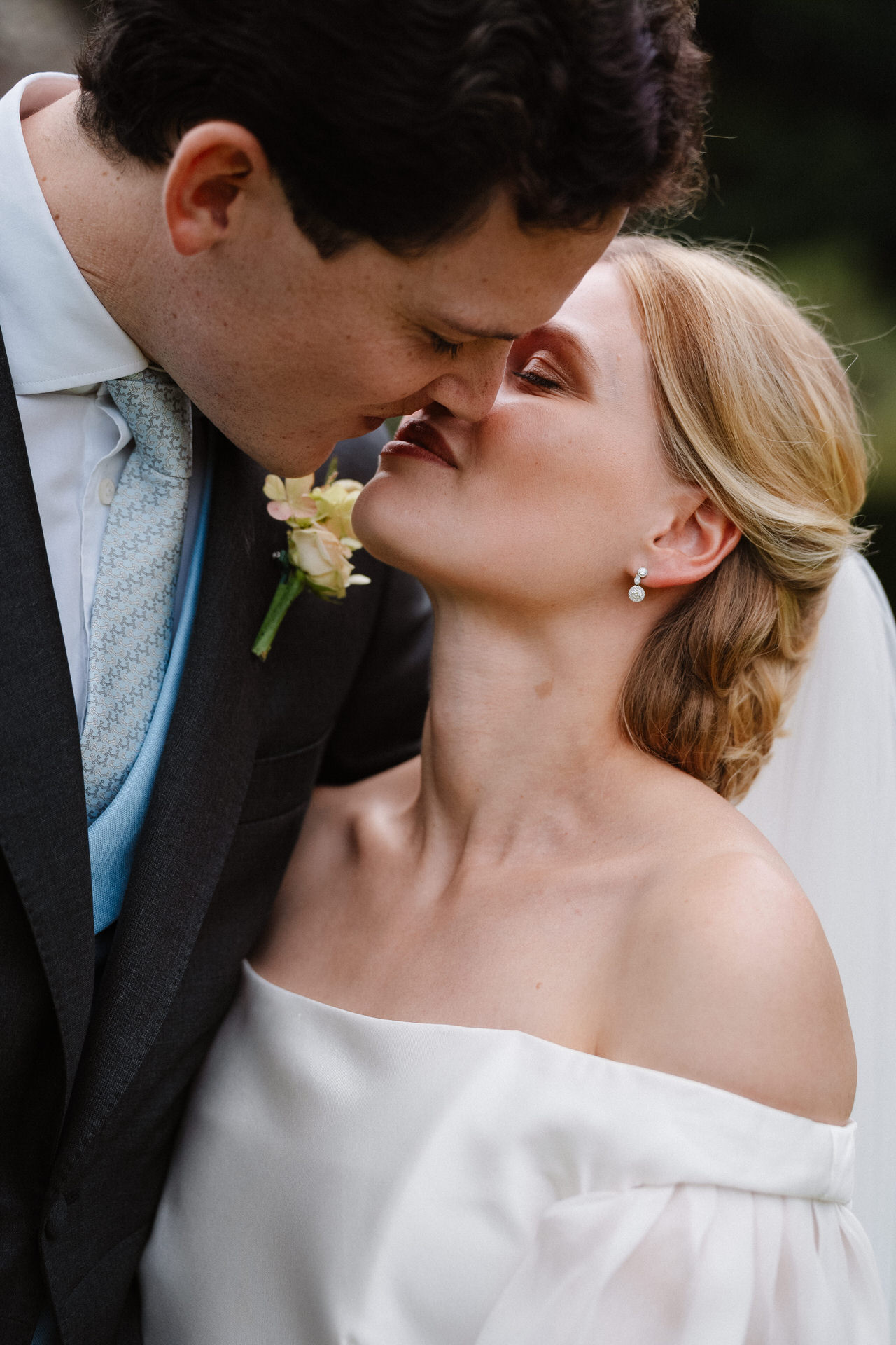 Wedding couple kissing