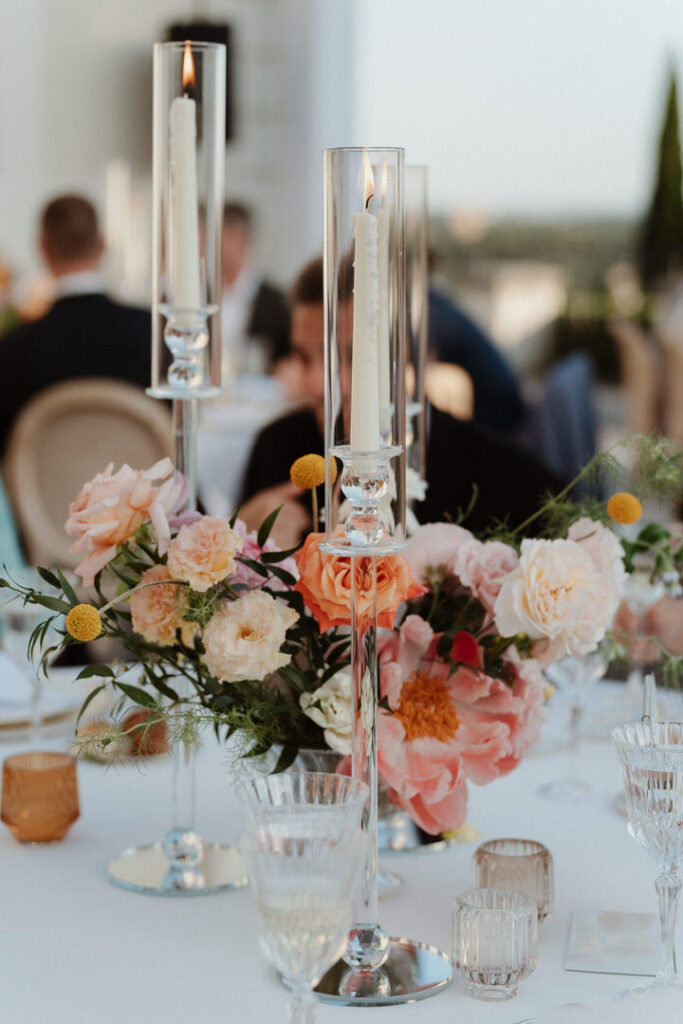 candle on wedding table decoration
